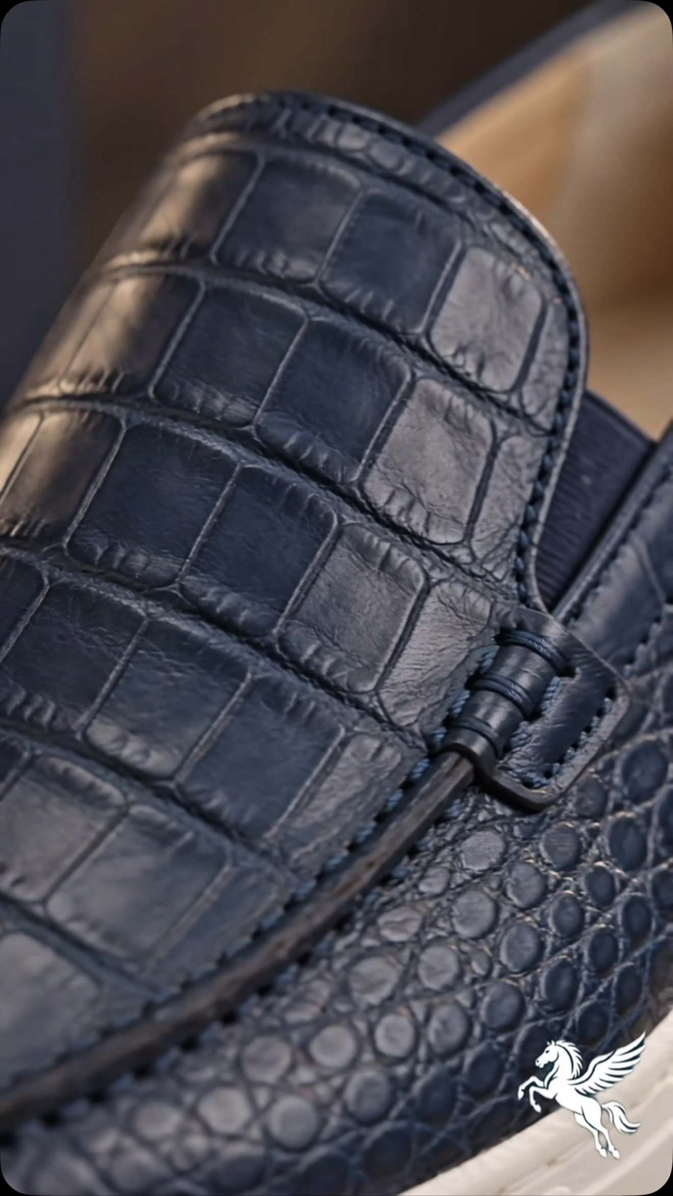 Dark Blue Leather Sneakers